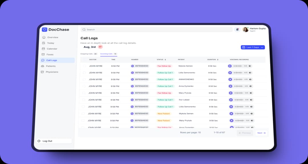 DocChase user interface mockup 1